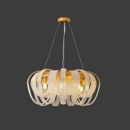 Elegant Mesh Crystal Chandelier with Adjustable Height & Energy-Effici