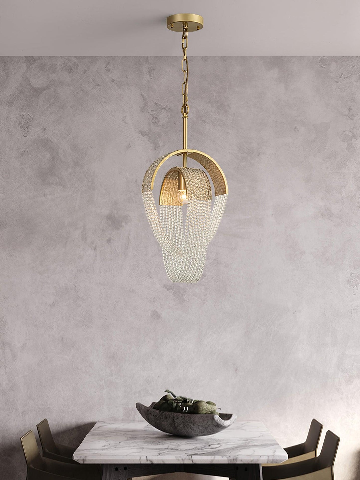 Elegant Mesh Crystal Chandelier with Adjustable Height & Energy-Effici