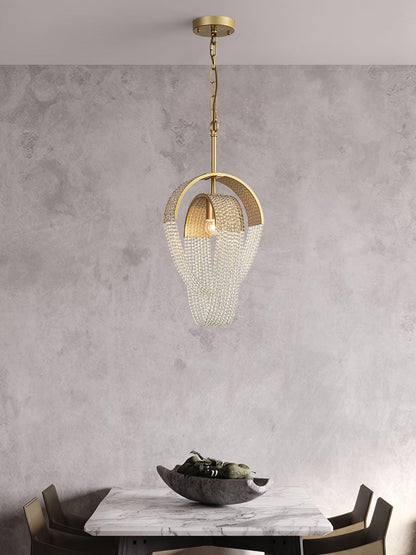Elegant Mesh Crystal Chandelier with Adjustable Height & Energy-Effici