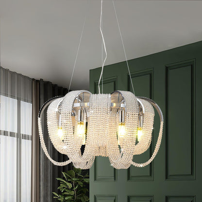 Elegant Mesh Crystal Chandelier with Adjustable Height & Energy-Effici