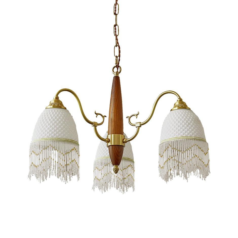 Elegant Mesh Tassel Glass Chandelier with Adjustable Height & Soft Glo