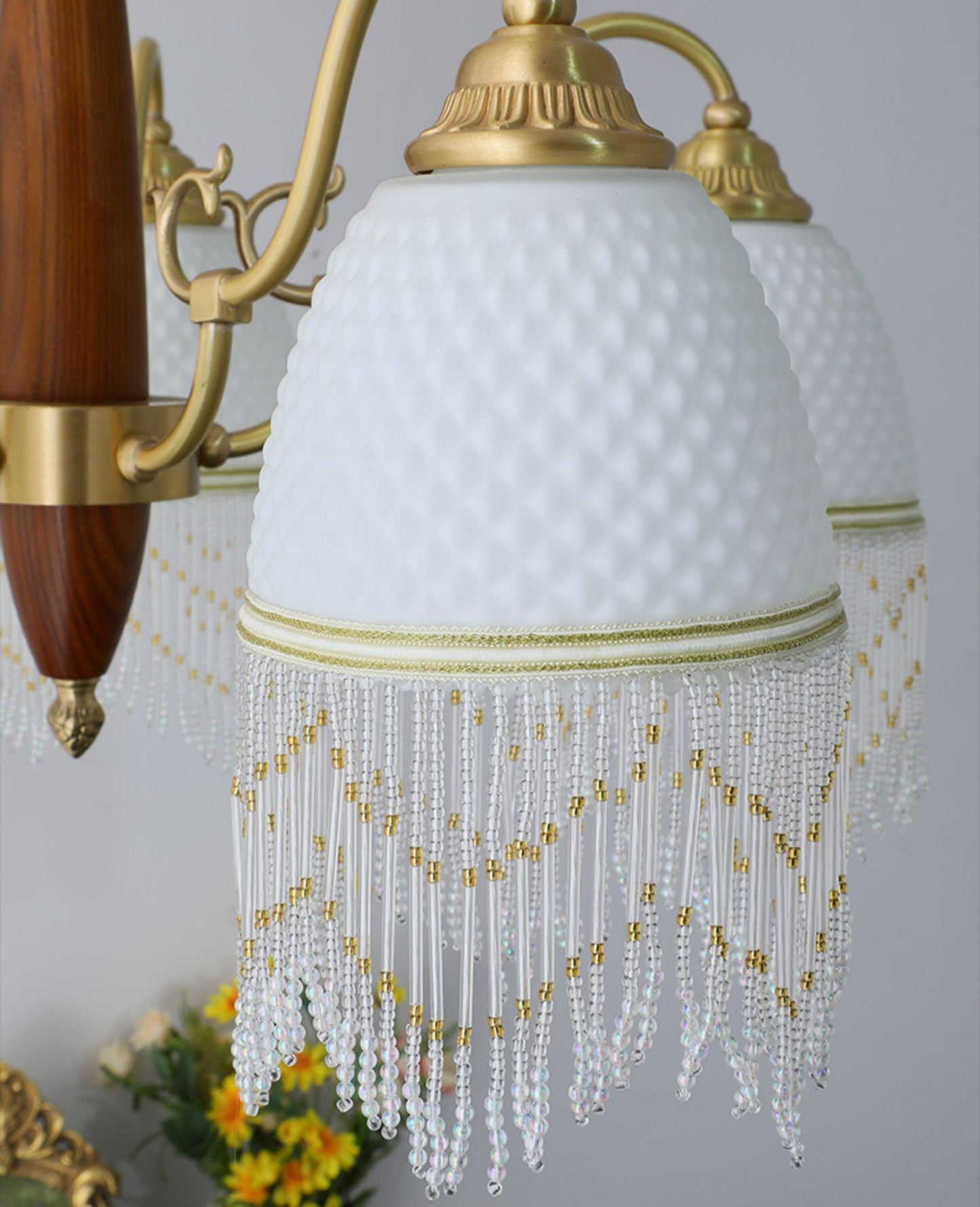 Elegant Mesh Tassel Glass Chandelier with Adjustable Height & Soft Glo