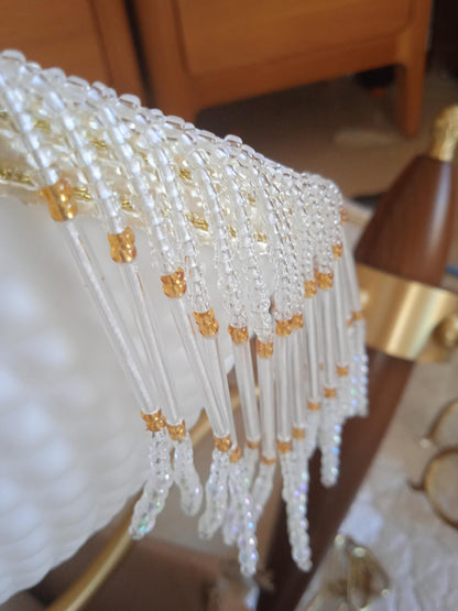 Elegant Mesh Tassel Glass Chandelier with Adjustable Height & Soft Glo