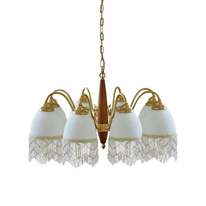Elegant Mesh Tassel Glass Chandelier with Adjustable Height & Soft Glo
