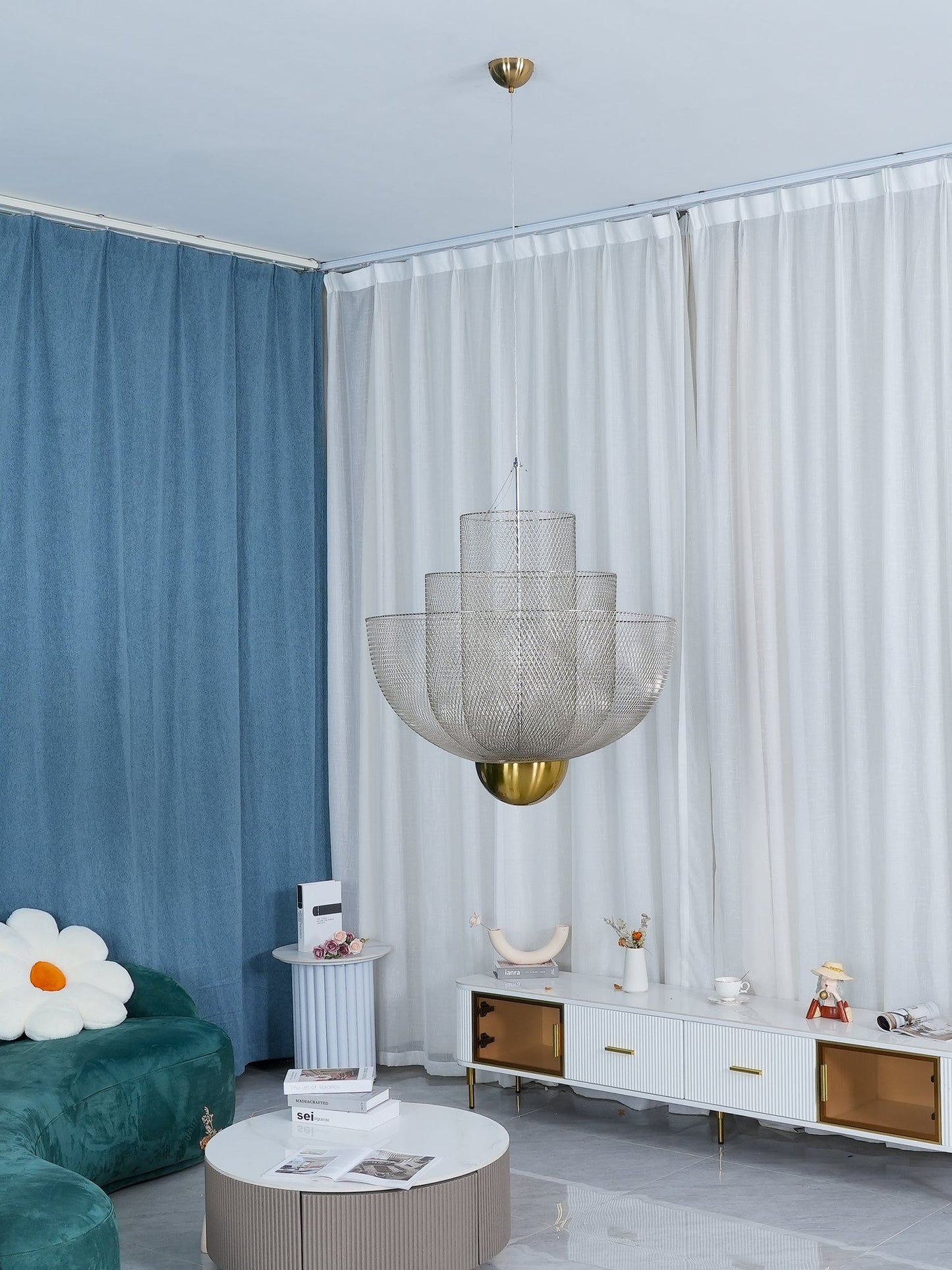 Meshmatics Modern Hanging Lamp with Adjustable Height & LED Bulbs