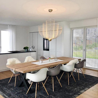 Meshmatics Modern Hanging Lamp with Adjustable Height & LED Bulbs