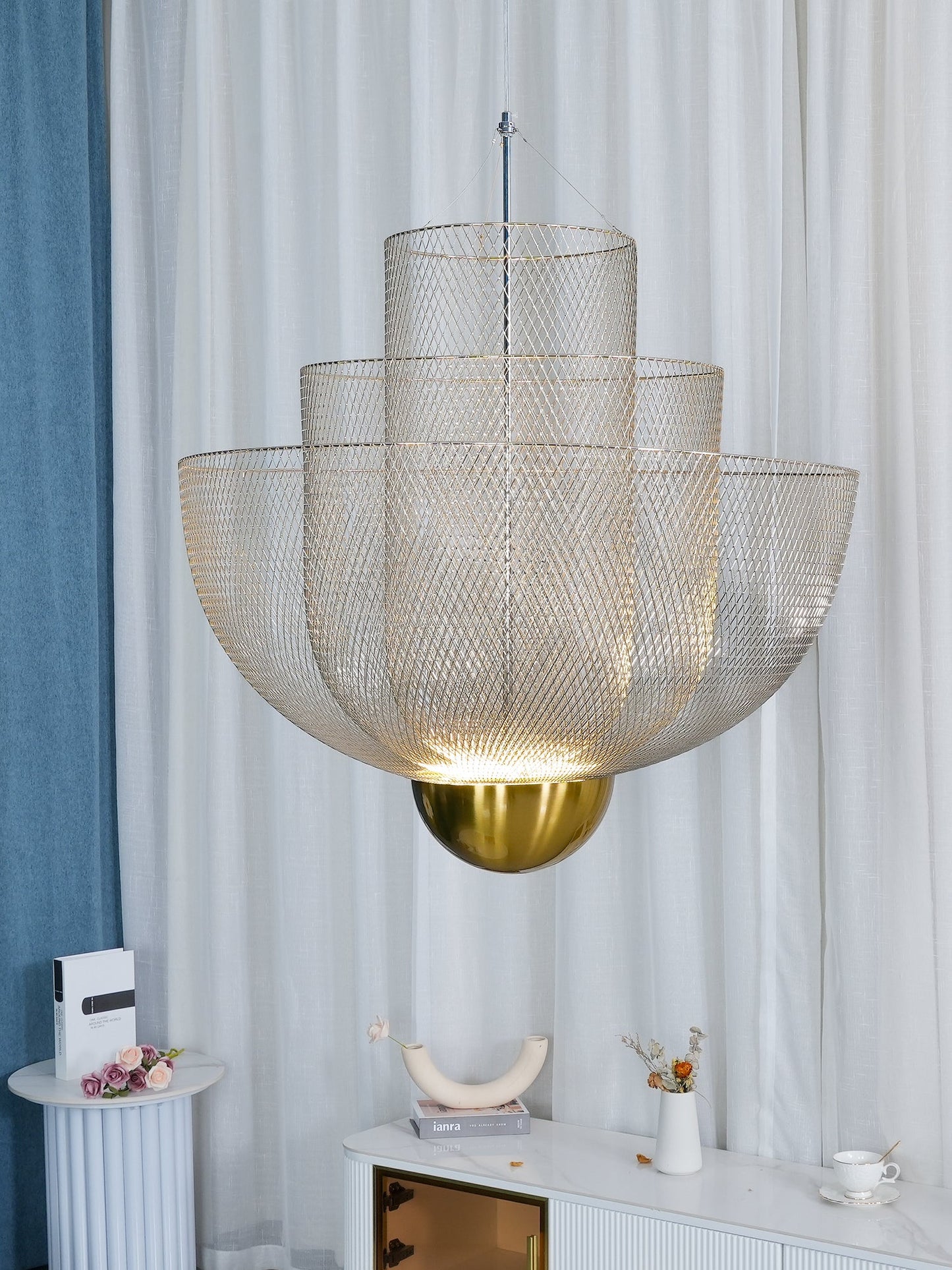 Meshmatics Modern Hanging Lamp with Adjustable Height & LED Bulbs