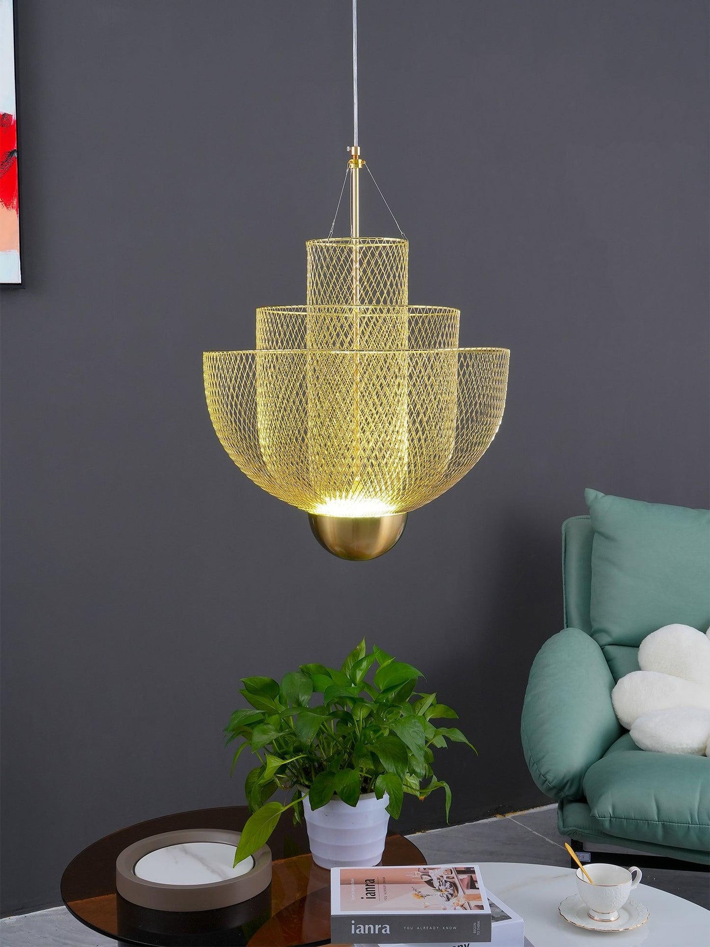 Meshmatics Modern Hanging Lamp with Adjustable Height & LED Bulbs
