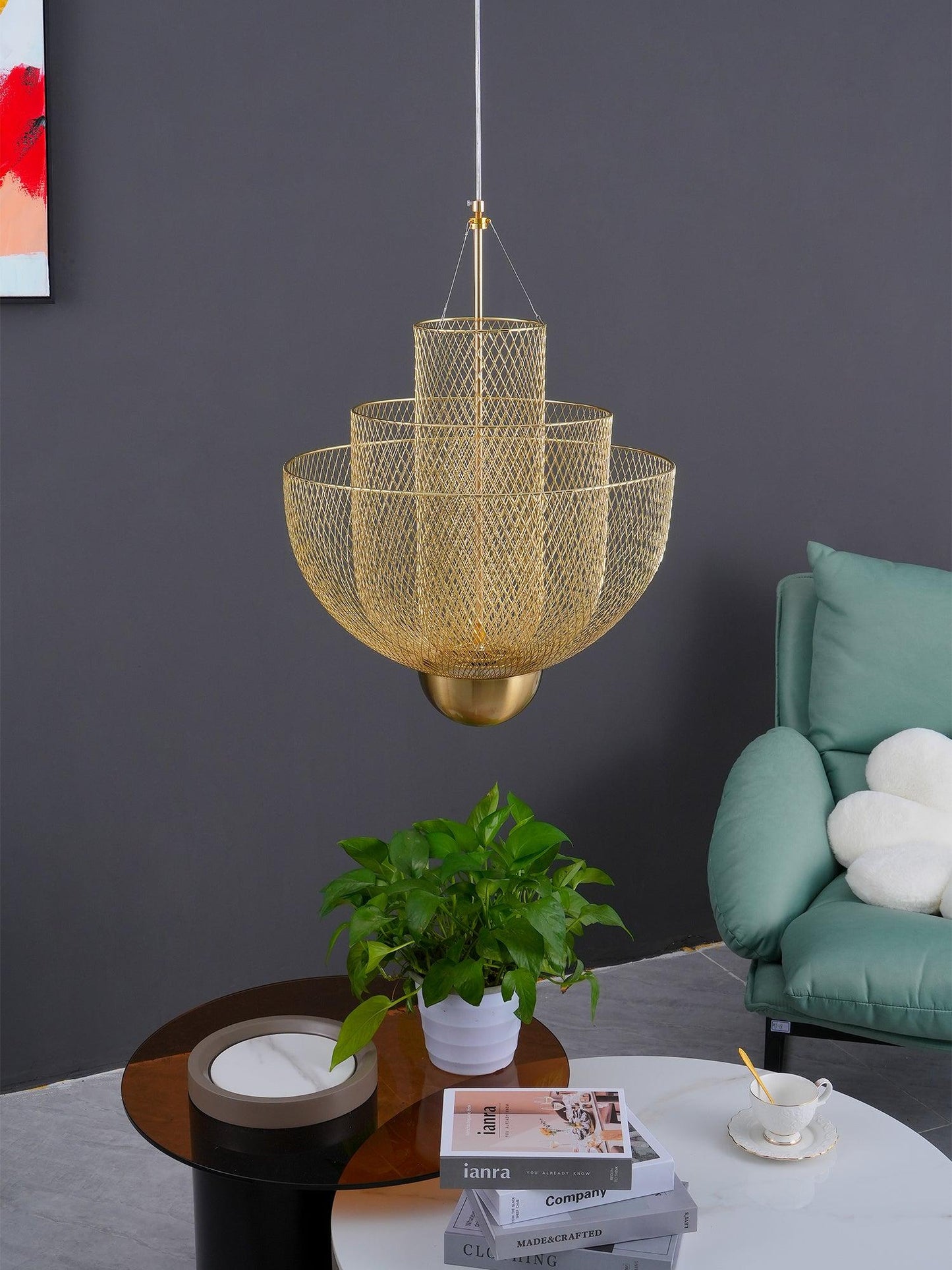 Meshmatics Modern Hanging Lamp with Adjustable Height & LED Bulbs