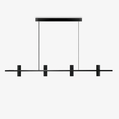 Elegant Travertine Parallel Chandelier with Adjustable Height & LED Li