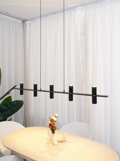 Elegant Travertine Parallel Chandelier with Adjustable Height & LED Li
