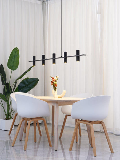 Elegant Travertine Parallel Chandelier with Adjustable Height & LED Li