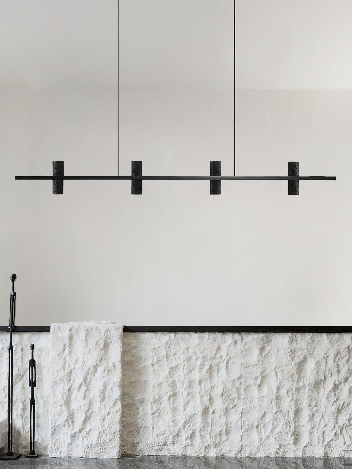 Elegant Travertine Parallel Chandelier with Adjustable Height & LED Li