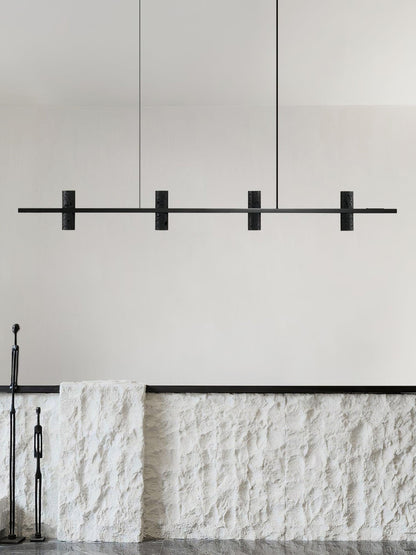 Elegant Travertine Parallel Chandelier with Adjustable Height & LED Li