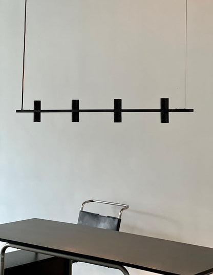 Elegant Travertine Parallel Chandelier with Adjustable Height & LED Li