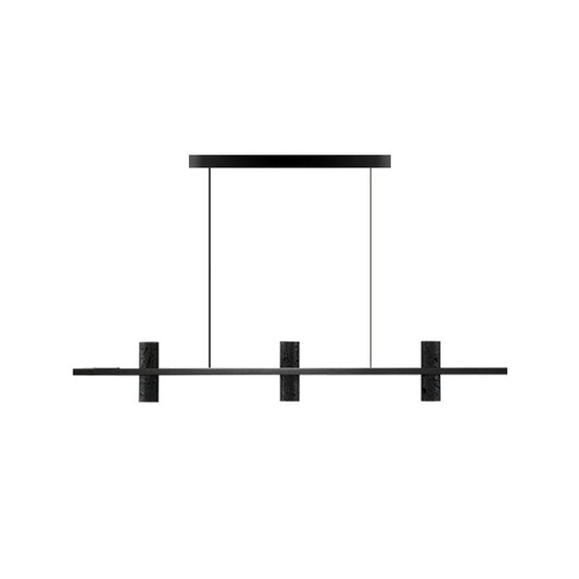 Elegant Travertine Parallel Chandelier with Adjustable Height & LED Li