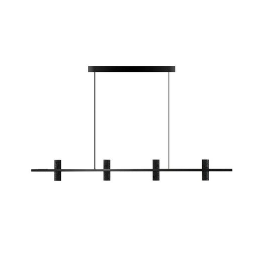 Elegant Travertine Parallel Chandelier with Adjustable Height & LED Li