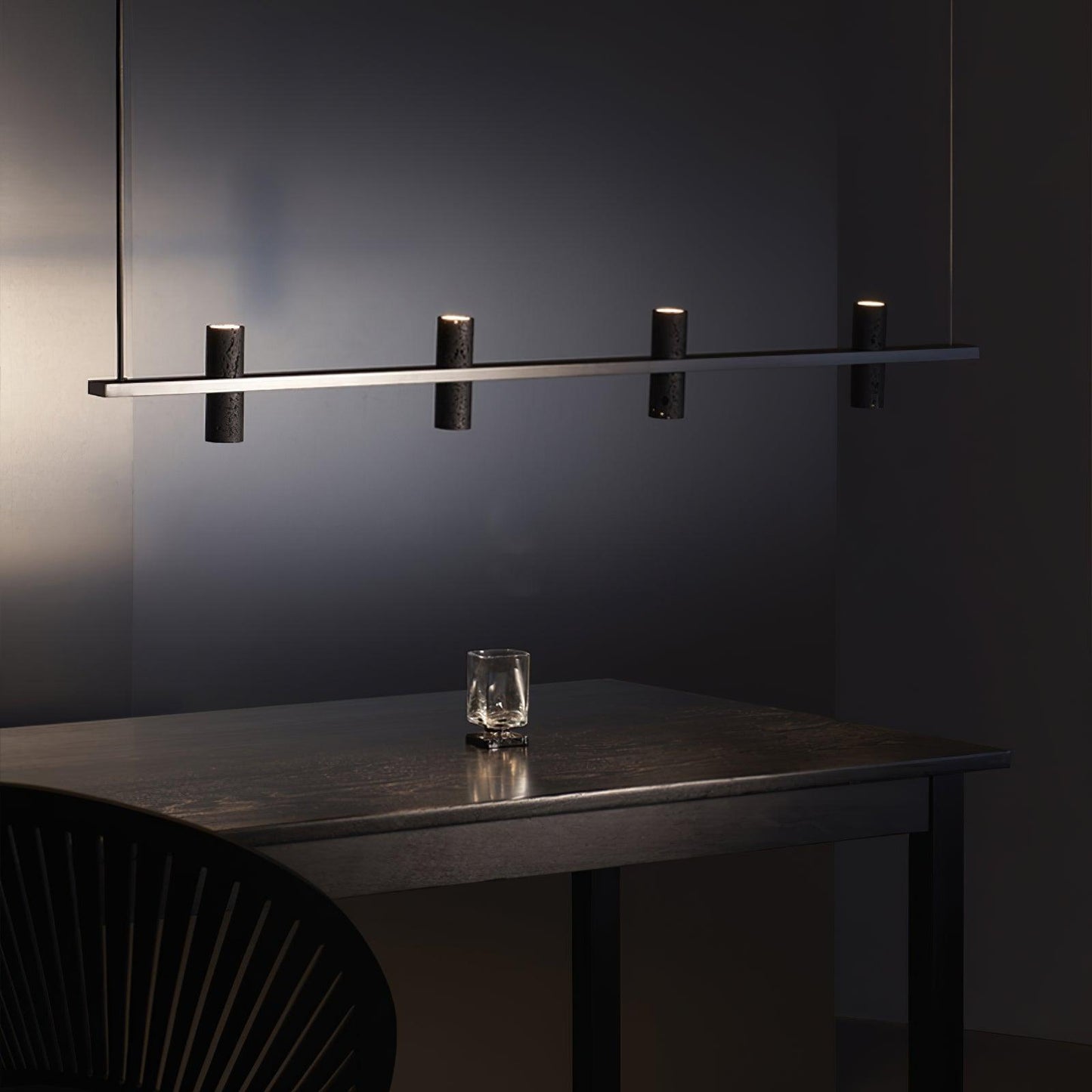 Elegant Travertine Parallel Chandelier with Adjustable Height & LED Li
