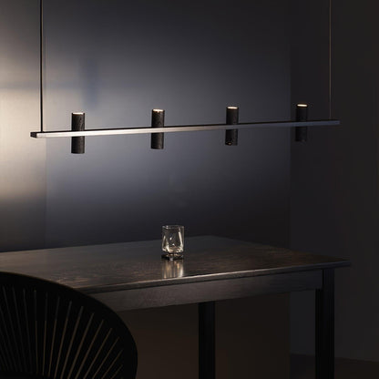 Elegant Travertine Parallel Chandelier with Adjustable Height & LED Li