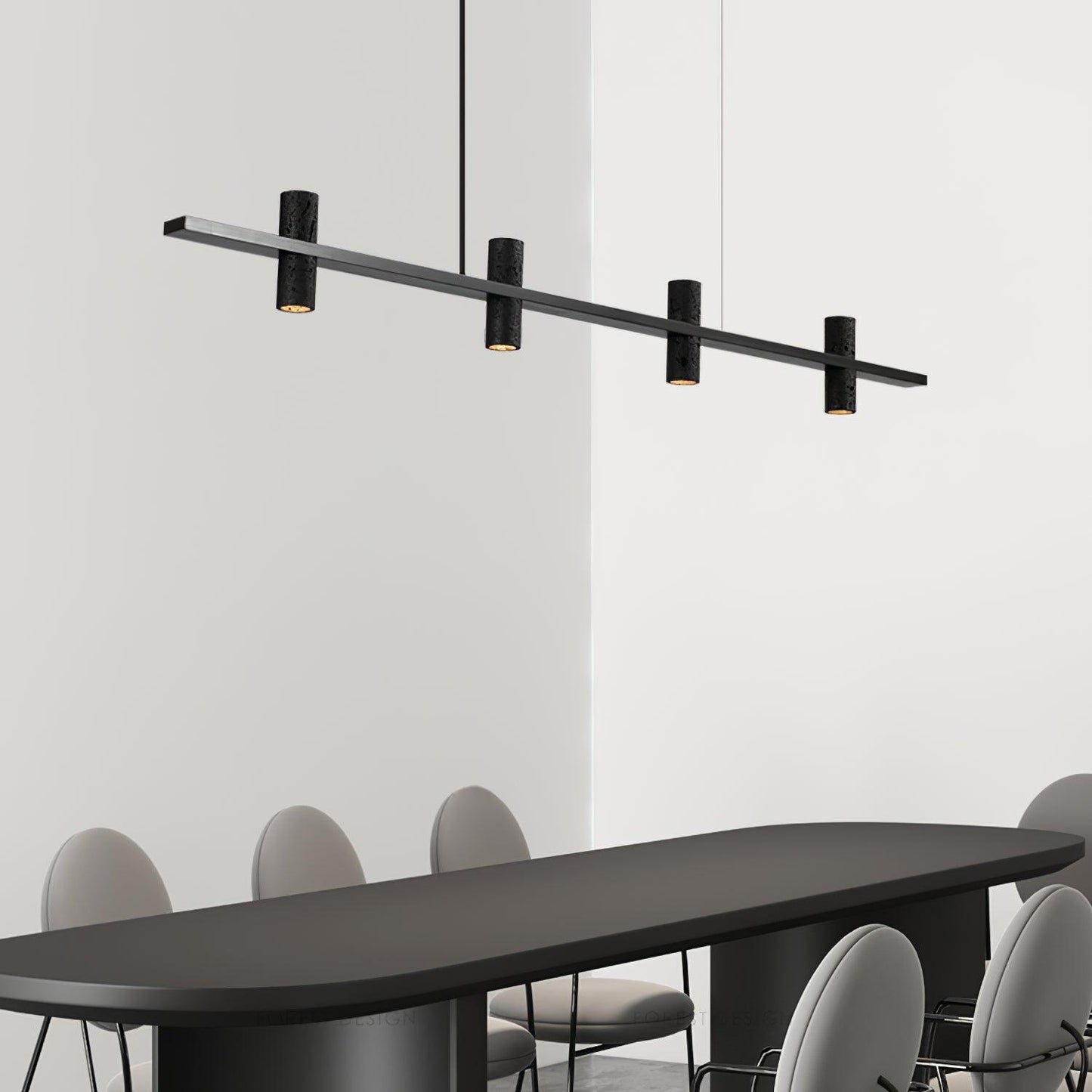 Elegant Travertine Parallel Chandelier with Adjustable Height & LED Li