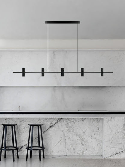 Elegant Travertine Parallel Chandelier with Adjustable Height & LED Li