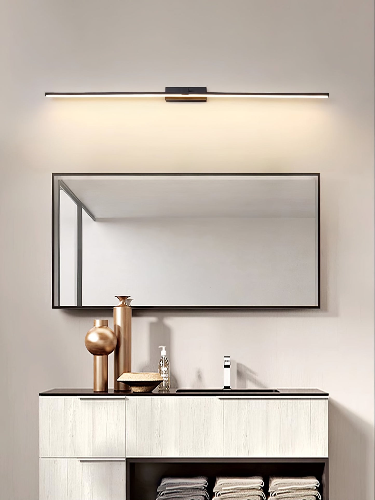 Professional Metal Linear Mirror Wall Light with Dimmable LED and Adju