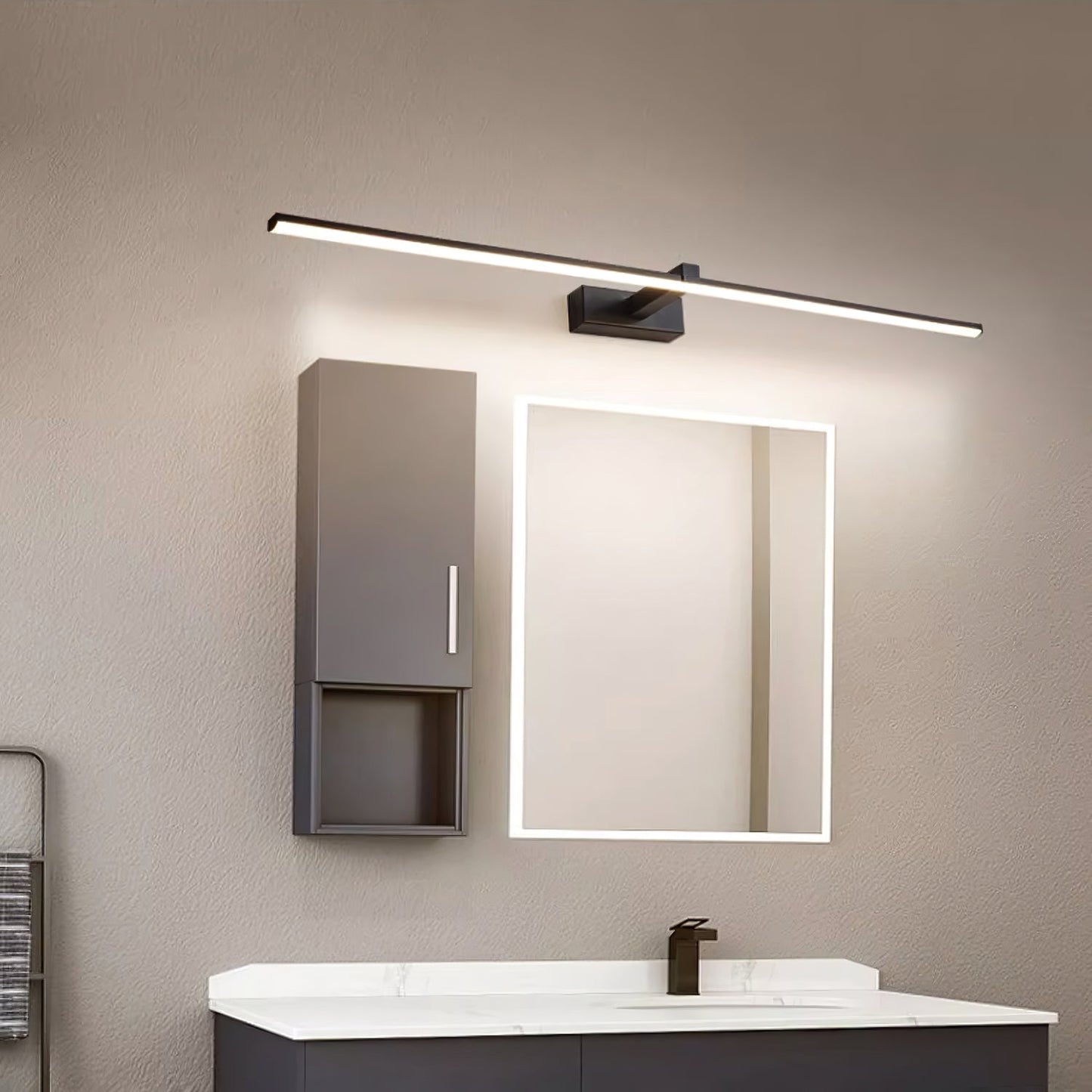 Professional Metal Linear Mirror Wall Light with Dimmable LED and Adju