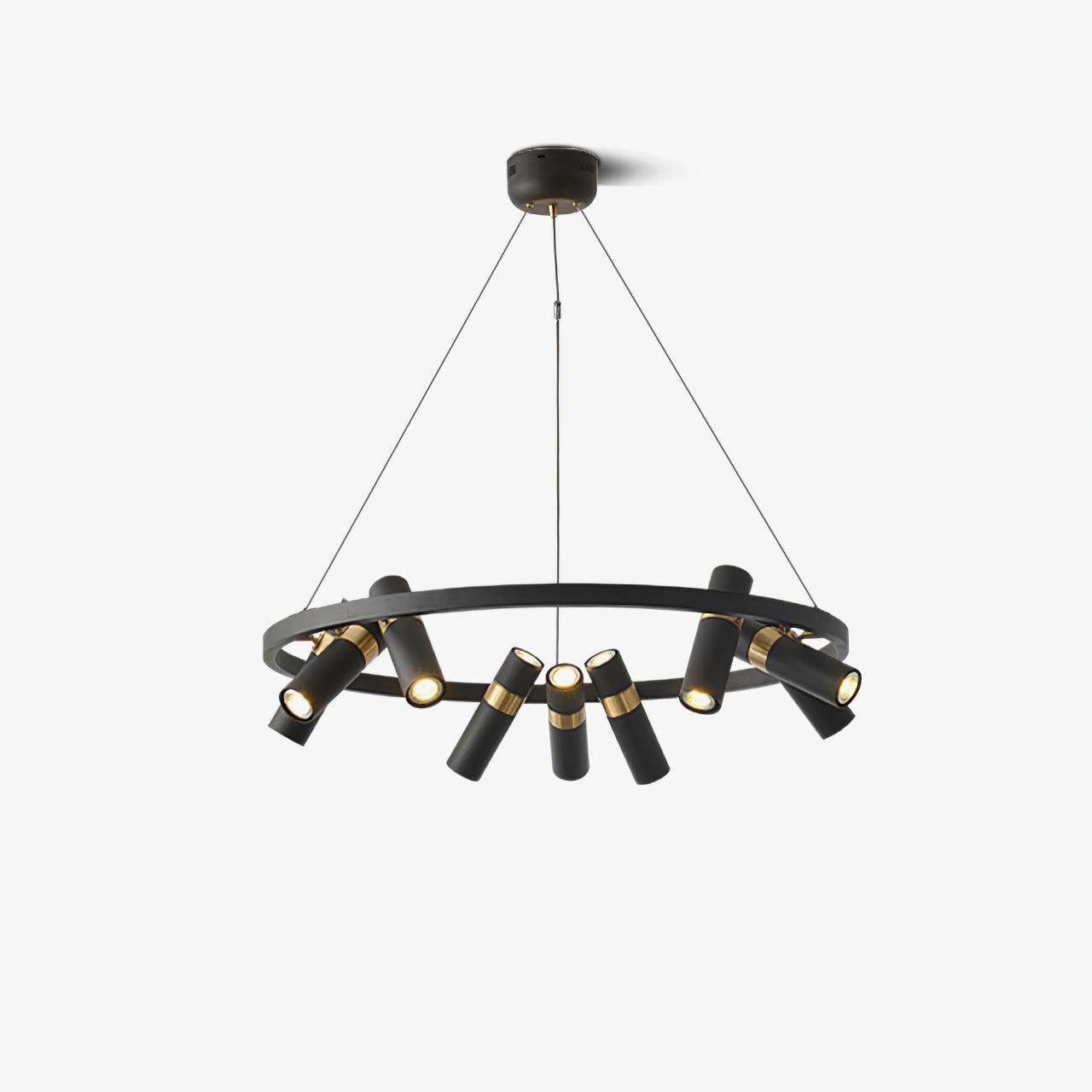 Industrial Black Multi-Pipe Chandelier with Adjustable Height & LED Co