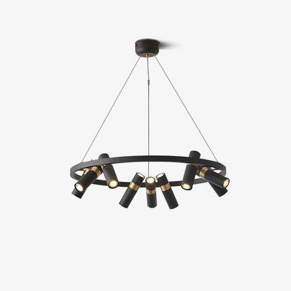 Industrial Black Multi-Pipe Chandelier with Adjustable Height & LED Co