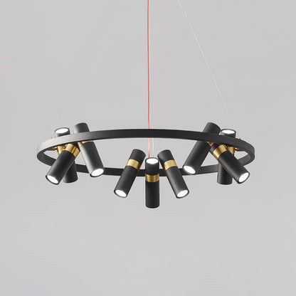 Industrial Black Multi-Pipe Chandelier with Adjustable Height & LED Co