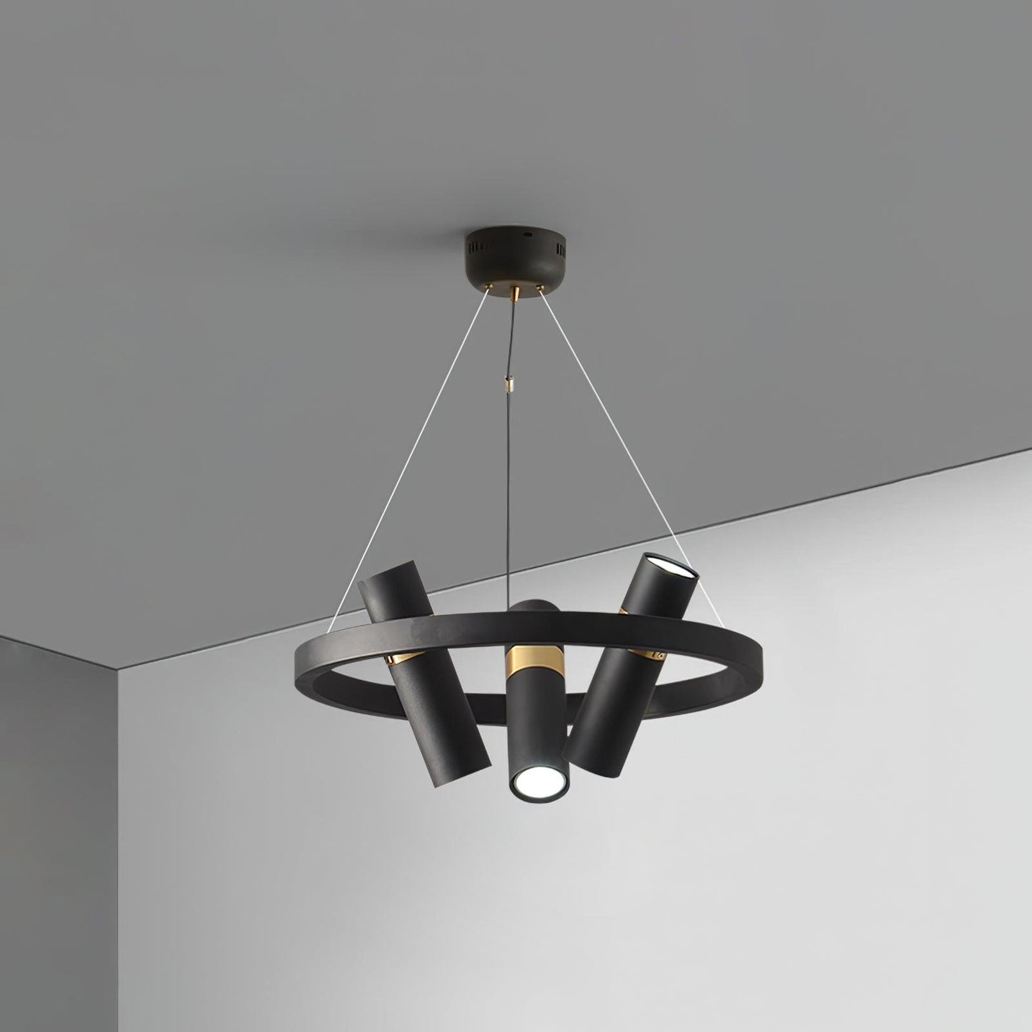 Industrial Black Multi-Pipe Chandelier with Adjustable Height & LED Co