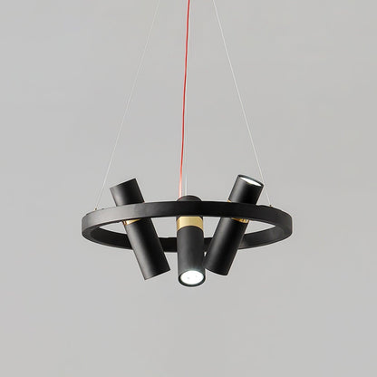 Industrial Black Multi-Pipe Chandelier with Adjustable Height & LED Co