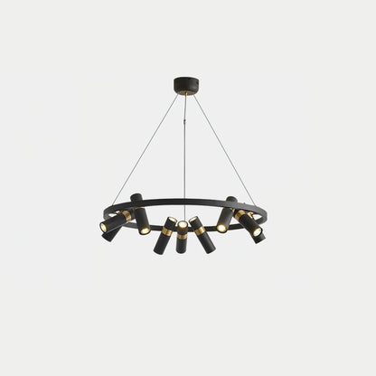 Industrial Black Multi-Pipe Chandelier with Adjustable Height & LED Co