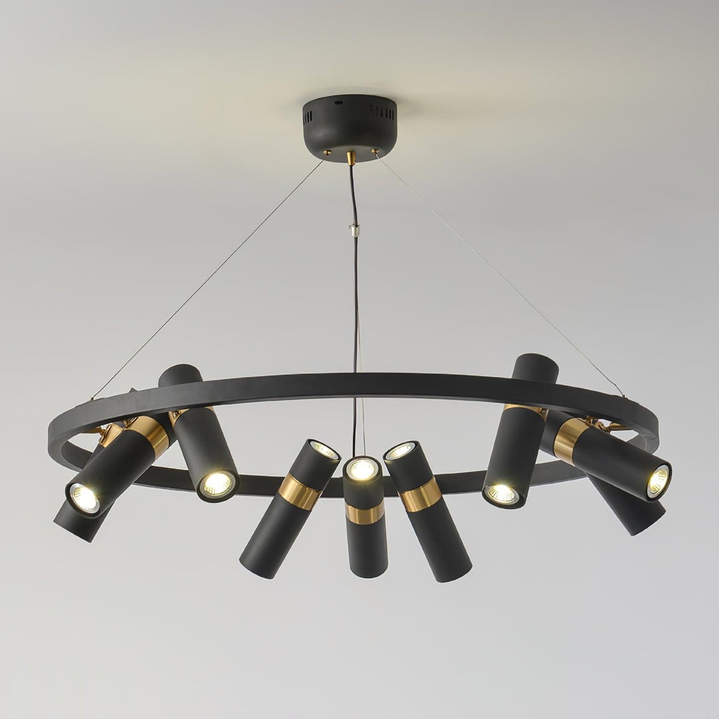 Industrial Black Multi-Pipe Chandelier with Adjustable Height & LED Co