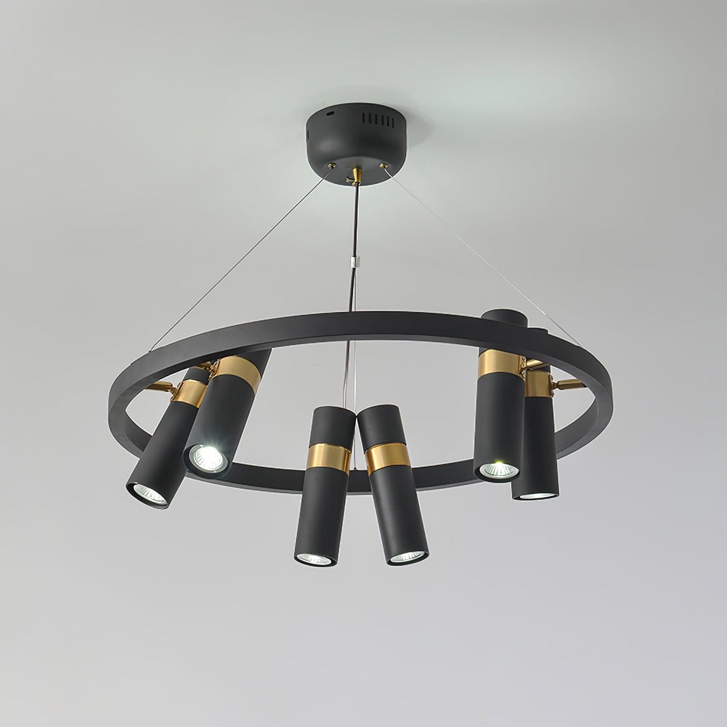 Industrial Black Multi-Pipe Chandelier with Adjustable Height & LED Co