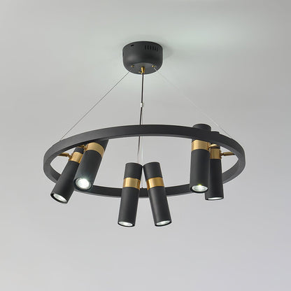 Industrial Black Multi-Pipe Chandelier with Adjustable Height & LED Co