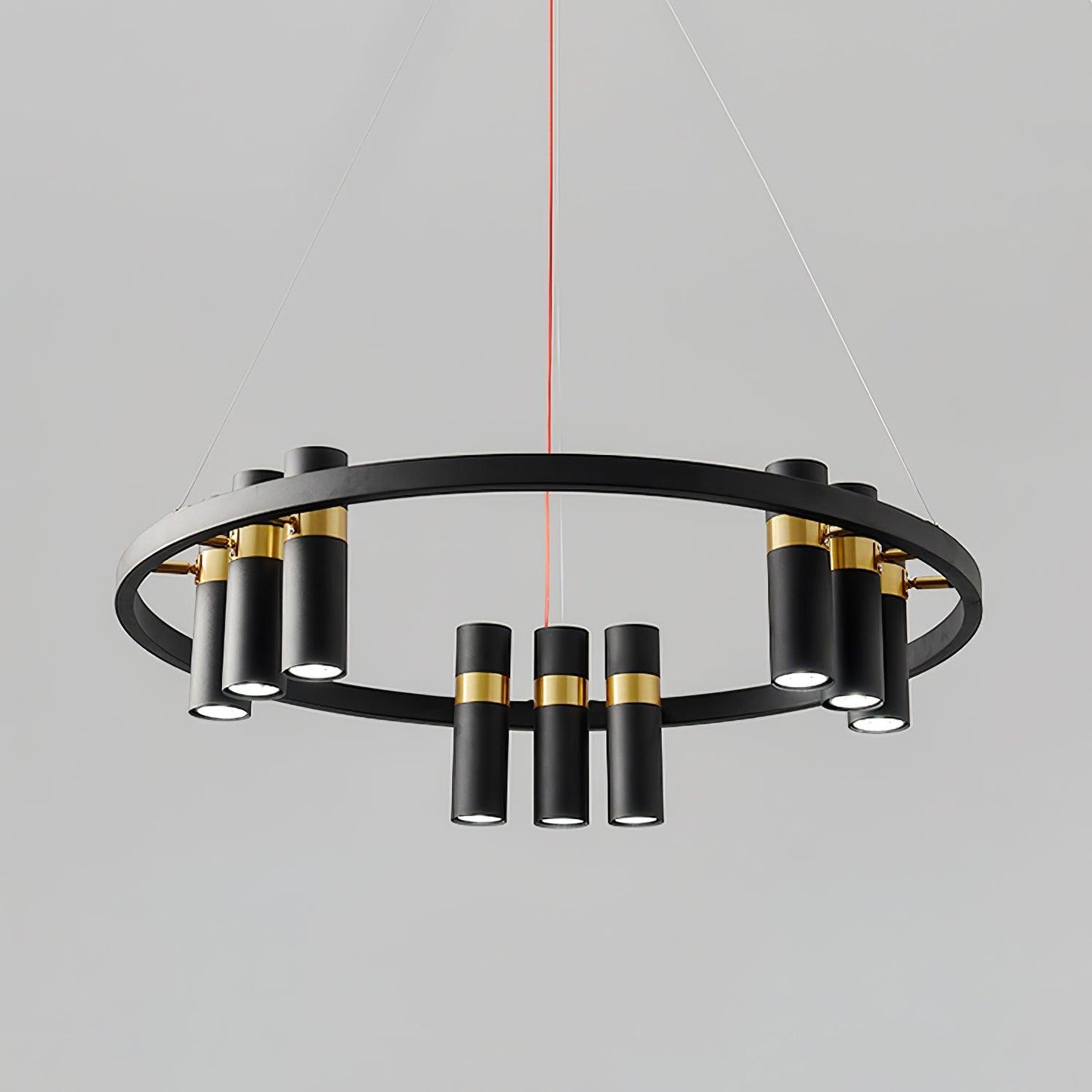 Industrial Black Multi-Pipe Chandelier with Adjustable Height & LED Co