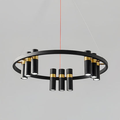 Industrial Black Multi-Pipe Chandelier with Adjustable Height & LED Co