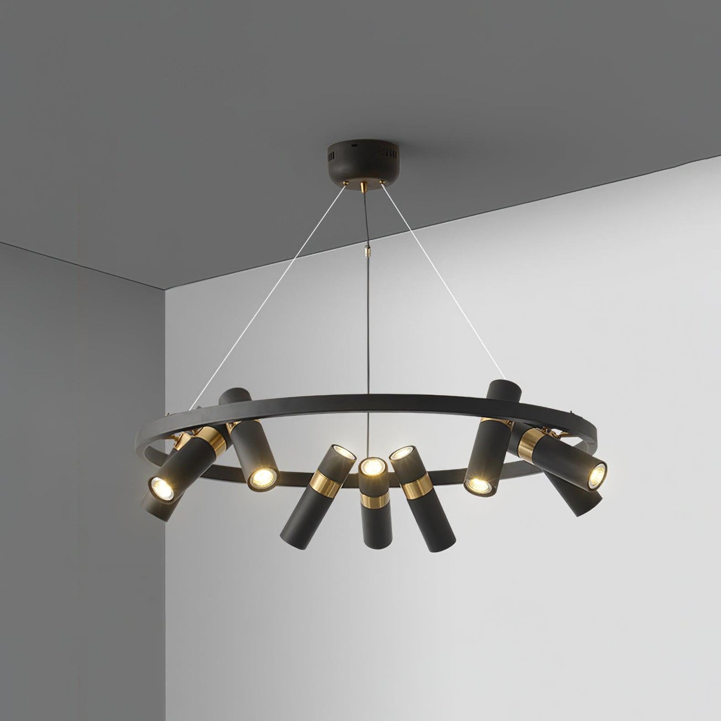 Industrial Black Multi-Pipe Chandelier with Adjustable Height & LED Co