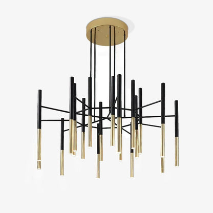 Elegant Metal Tubular Chandelier with Adjustable Height & LED Compatib