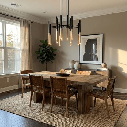 Elegant Metal Tubular Chandelier with Adjustable Height & LED Compatib