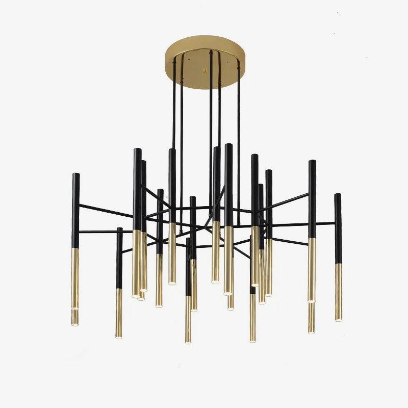 Elegant Metal Tubular Chandelier with Adjustable Height & LED Compatib