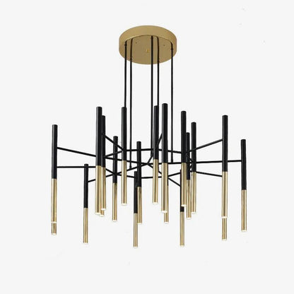 Elegant Metal Tubular Chandelier with Adjustable Height & LED Compatib