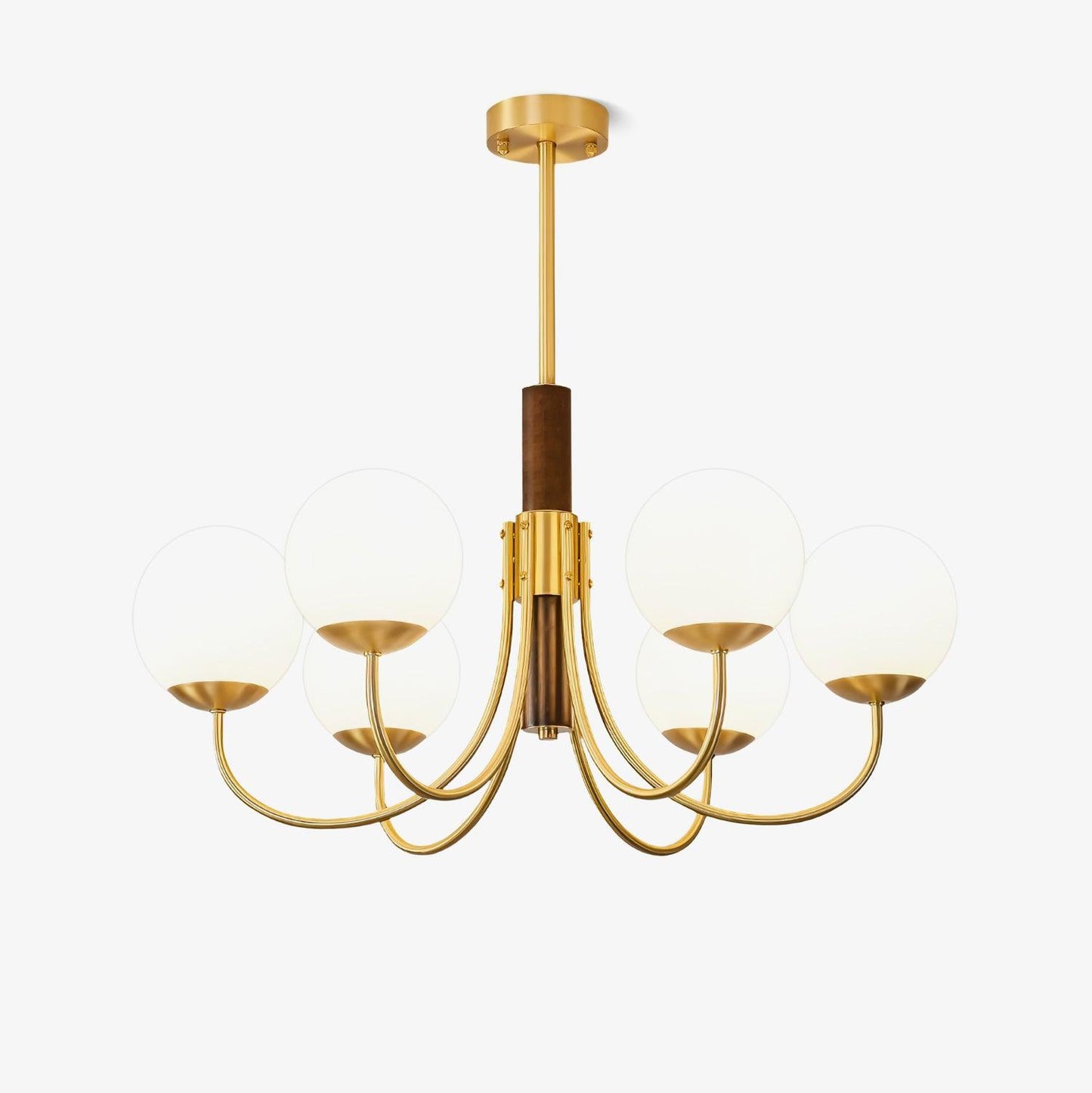 Midas Touch Walnut Sphere Chandelier - Elegant Design & Adjustable Hei