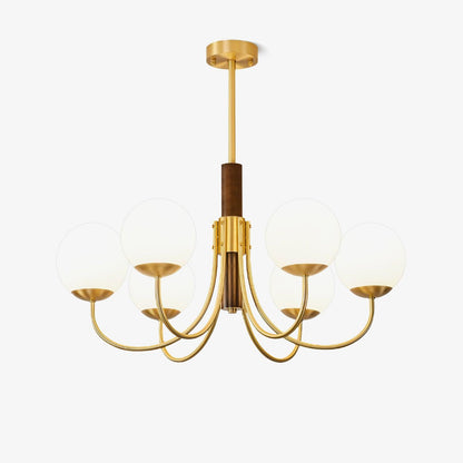Midas Touch Walnut Sphere Chandelier - Elegant Design & Adjustable Hei