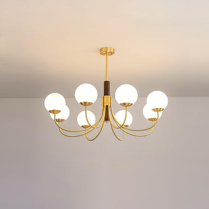 Midas Touch Walnut Sphere Chandelier - Elegant Design & Adjustable Hei