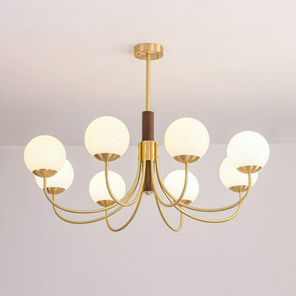 Midas Touch Walnut Sphere Chandelier - Elegant Design & Adjustable Hei