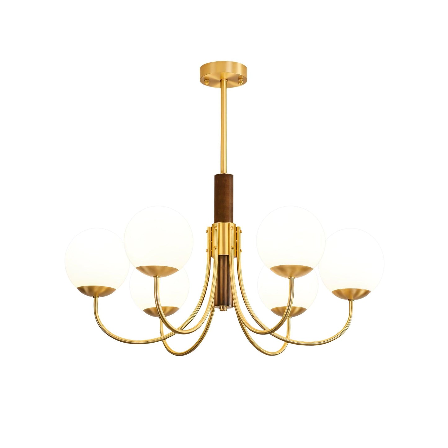 Midas Touch Walnut Sphere Chandelier - Elegant Design & Adjustable Hei