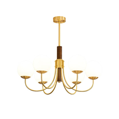 Midas Touch Walnut Sphere Chandelier - Elegant Design & Adjustable Hei