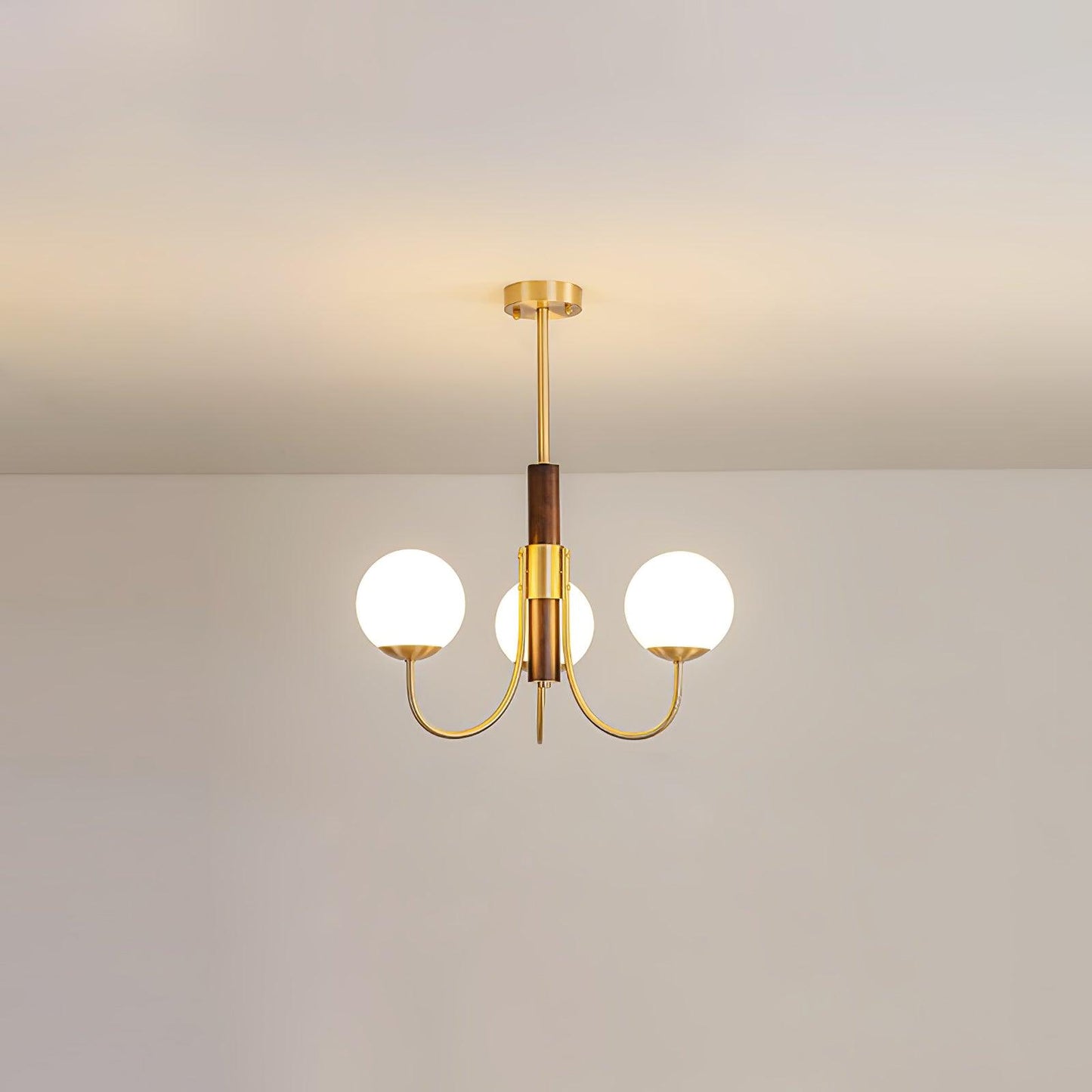 Midas Touch Walnut Sphere Chandelier - Elegant Design & Adjustable Hei
